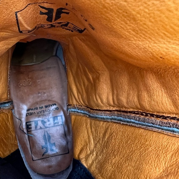 Women's Frye Daisy Duke 77786 Green W/ White Inlay and Blue trim . EUC - Picture 5 of 6